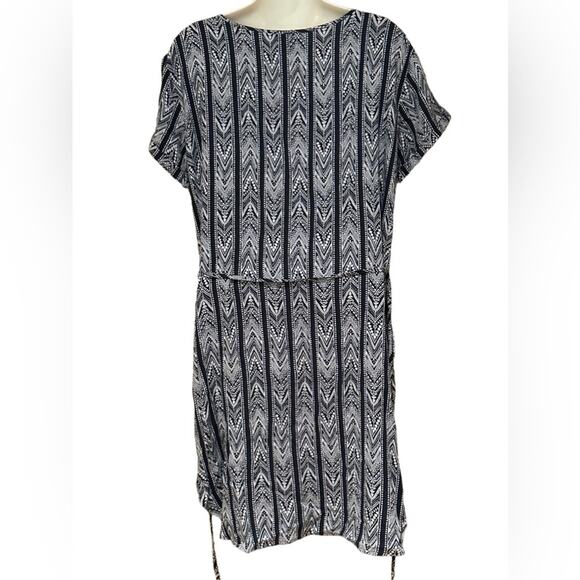 Ariat Womens Size Small Navy Printed Dress with Rawhide Ties Pockets & Tie Waist - Picture 3 of 10